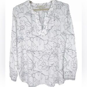 LOFT White V Neck Blouse